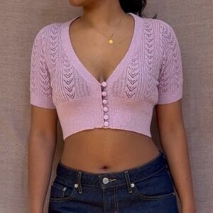 purple knit top
